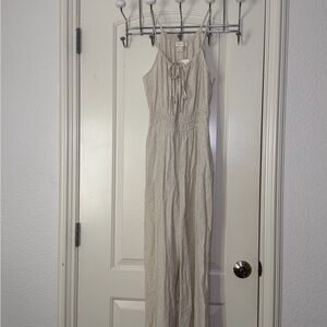 Monteau Beige Linen Blend Jumpsuit